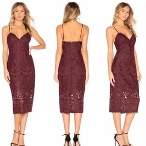 Bardot Wine Lace Midi Dress